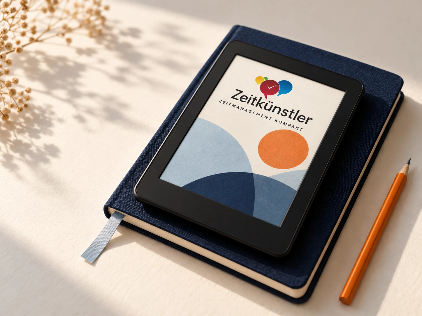 Zeitkünstler eBook auf einem E-Reader mit dem Titel Zeitmanagement kompakt